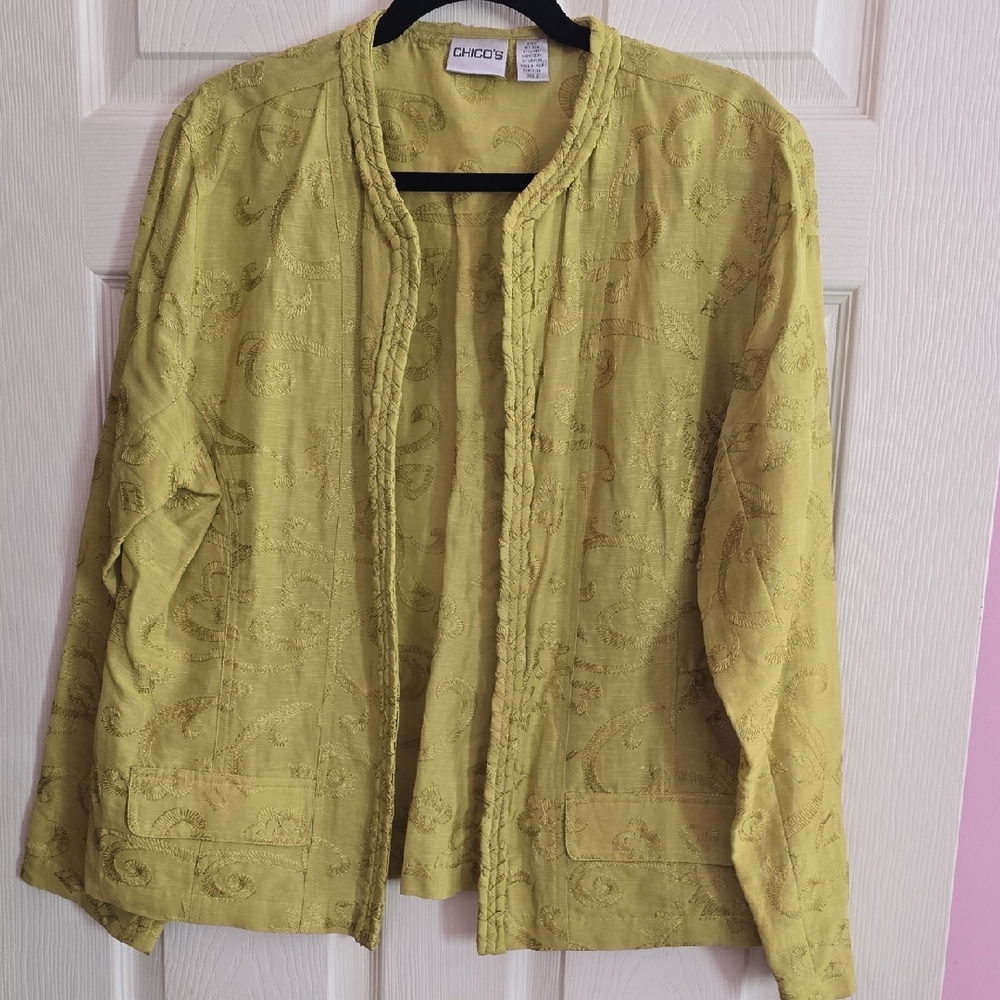 Chico's Olive Embroidered Jacket‎